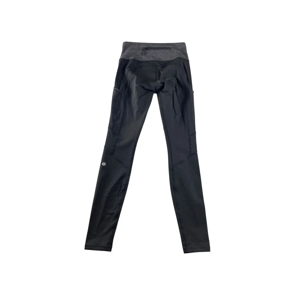 Lululemon Align High Waist Leggings‎ Black Textured Waist Zip Pocket Size 4